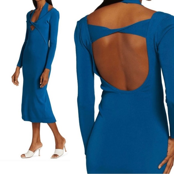 Monse Cutout Knit Bodycon Midi Dress Open Back Long Sleeves Size S NWT - Picture 16 of 16